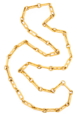 GEOMETRIC LINKS CHAIN IN TEXTURED 18 KT YELLOW GOLD