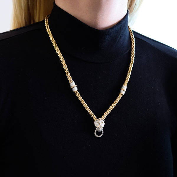 -Cazzaniga Roma Necklace In Yellow And White 18Kt Gold With Diamonds