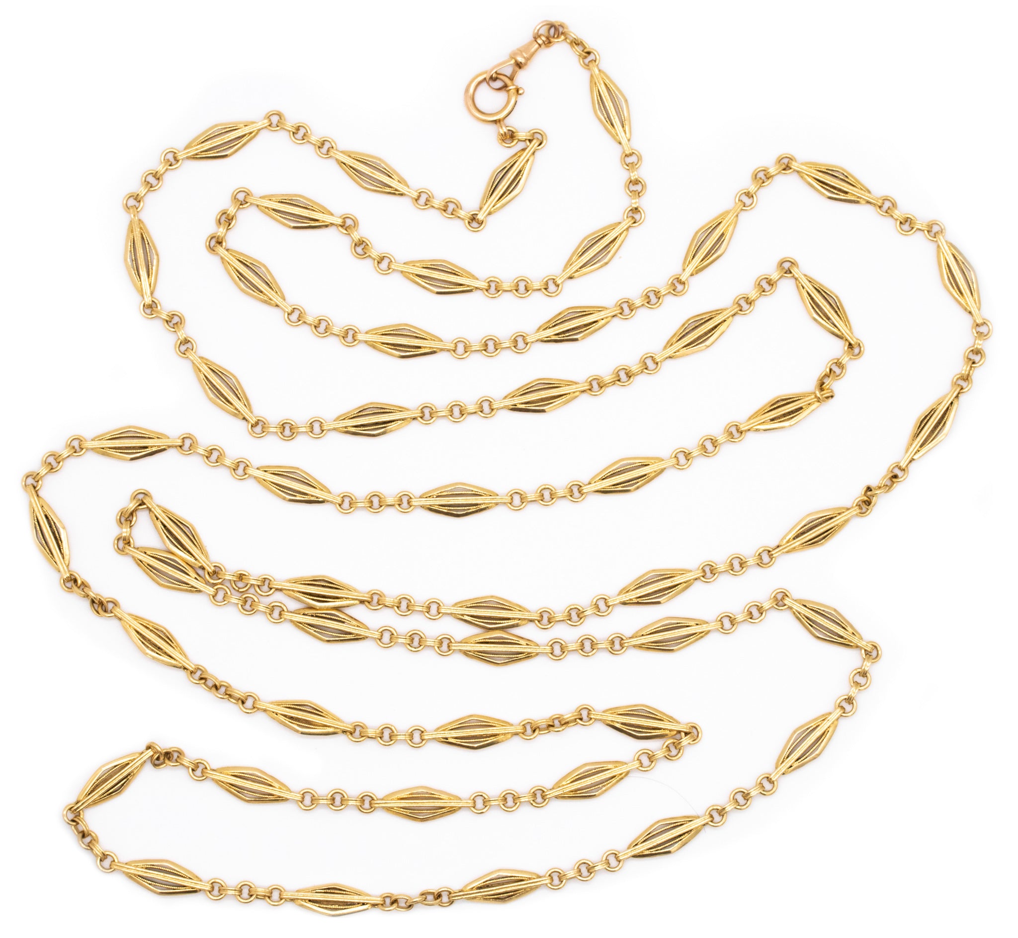 FRENCH ART DECO 1920 LONG SAUTOIR NECKLACE CHAIN IN 18 KT GOLD