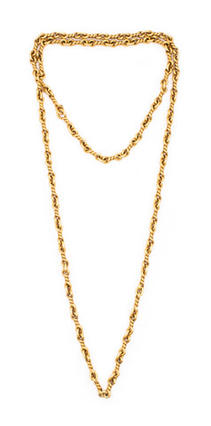 GEORGE L'ENFANT 1960'S PARIS, LONG CHAIN IN TWISTED TEXTURED 18 KT YELLOW GOLD