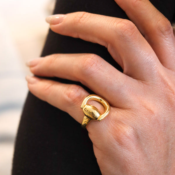 -Gucci Milano Horsebit Cocktail Ring In Solid 18Kt Yellow Gold