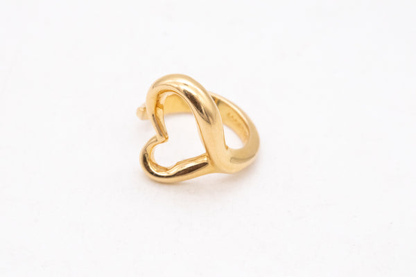 -Tiffany & Co. 1980 Elsa Peretti Open Heart Ring In Solid 18Kt Yellow Gold Size 6