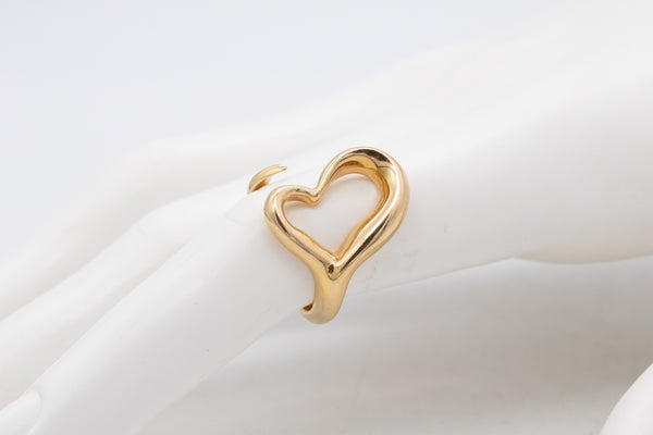 *Tiffany & Co. 1980 Elsa Peretti open heart ring in solid 18 kt yellow gold Size 6.5-7.5