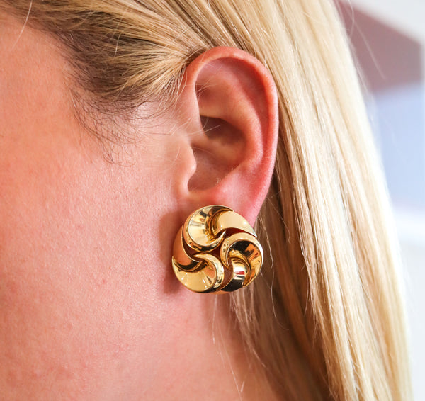 -Marina Bvlgari 1996 Vertigo Sculptural Swirls Earrings In 18Kt Yellow Gold