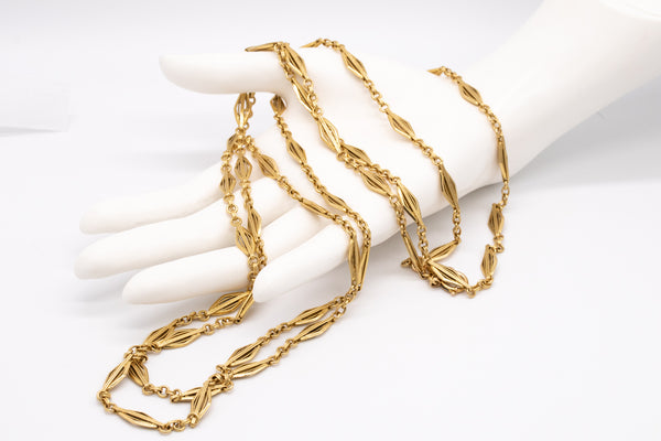 FRENCH ART DECO 1920 LONG SAUTOIR NECKLACE CHAIN IN 18 KT GOLD