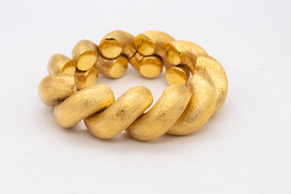 San Marcos 1960 Mid Century Huge Links Bracelet In Textured 18Kt Yellow Gold