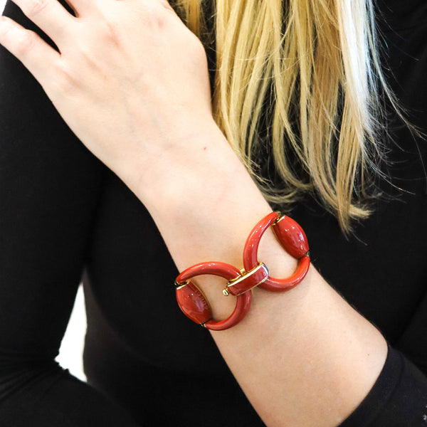 -Gucci Milano Enameled Vintage Double Horsebit Bracelet In 18Kt Vermeil Over Sterling