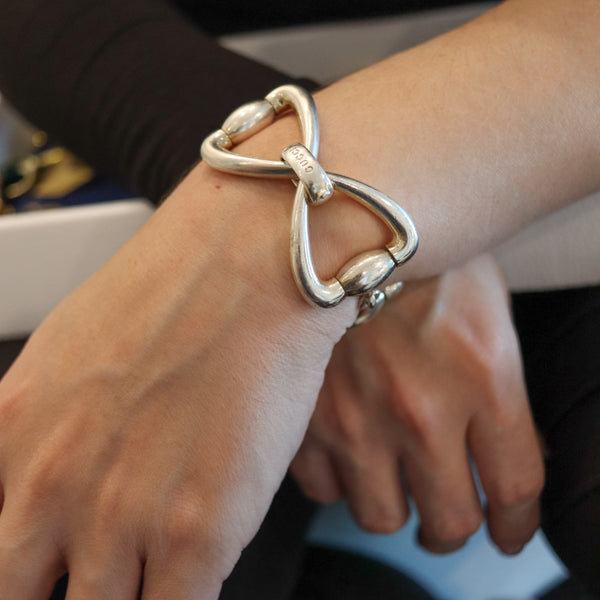 -Gucci Milano 1978 Vintage Horsebit Bracelet In Solid .925 Sterling Silver