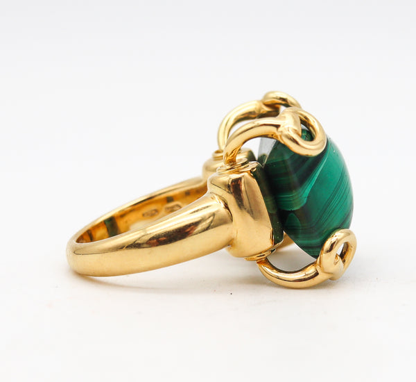 Gucci Milano Horsebit Cocktail Ring In 18Kt Yellow Gold with 26.5 Cts Malachite