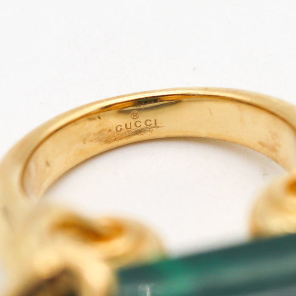 Gucci Milano Horsebit Cocktail Ring In 18Kt Yellow Gold with 26.5 Cts Malachite