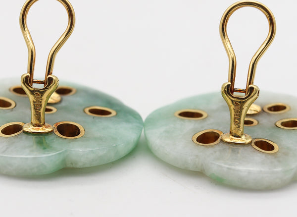 Angela Cummings Studios 1983 Lotus Clip On Earrings In 18Kt Gold With Nephrite Jade