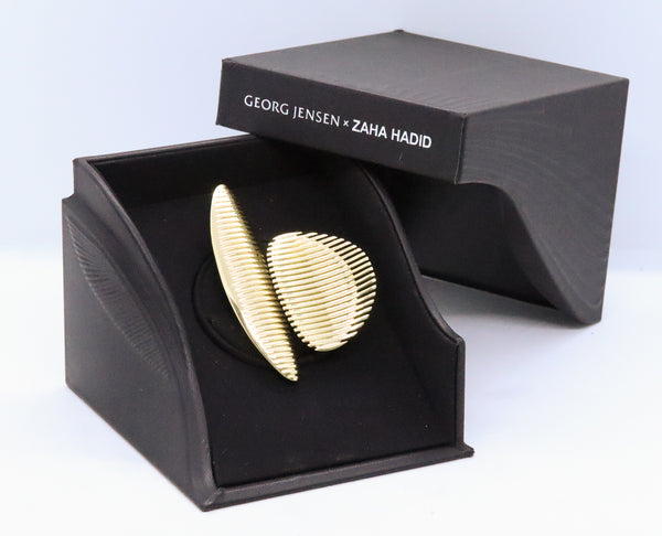 GEORG JENSEN 18 KT GOLD ZAHA HADID LAMELLAE OPTICAL TWIN RING