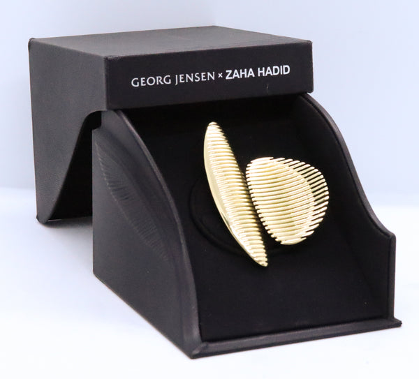 GEORG JENSEN 18 KT GOLD ZAHA HADID LAMELLAE OPTICAL TWIN RING