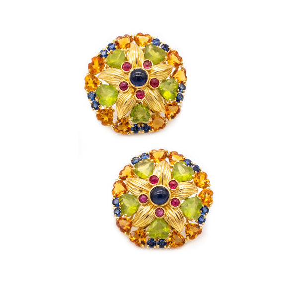 SABBADINI MILANO 18 KT YELLOW GOLD EARRINGS WITH 42.70 Ctw IN GEMSTONES