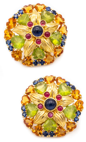 SABBADINI MILANO 18 KT YELLOW GOLD EARRINGS WITH 42.70 Ctw IN GEMSTONES