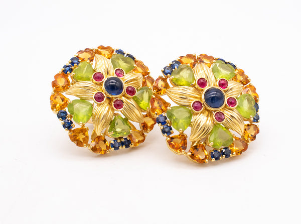 SABBADINI MILANO 18 KT YELLOW GOLD EARRINGS WITH 42.70 Ctw IN GEMSTONES