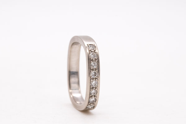 PAUL BINDER 1970 ZURICH SWISS 18 KT WHITE GOLD SQUARED RING WITH VS DIAMONDS