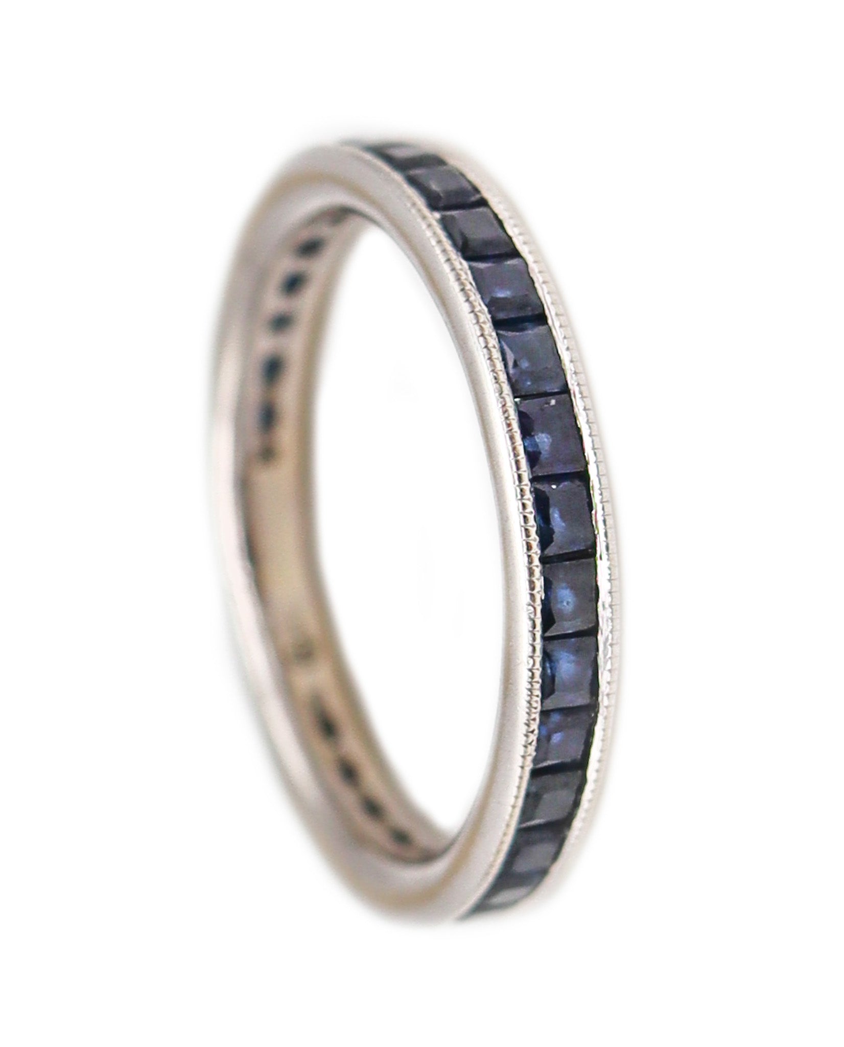 -Eternity Band Ring In 14Kt White Gold With 3.45 Ct Of Natural Blue Sapphires