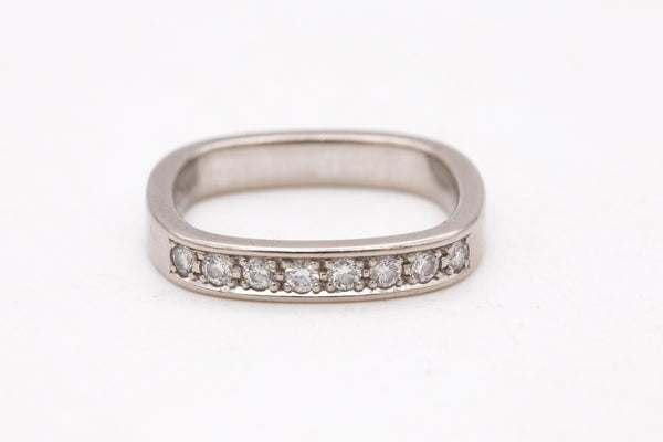PAUL BINDER 1970 ZURICH SWISS 18 KT WHITE GOLD SQUARED RING WITH VS DIAMONDS