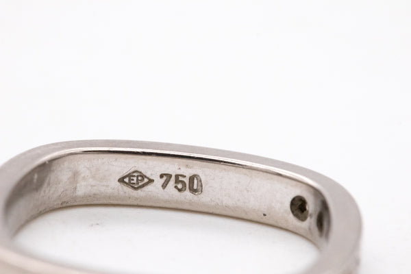 PAUL BINDER 1970 ZURICH SWISS 18 KT WHITE GOLD SQUARED RING WITH VS DIAMONDS