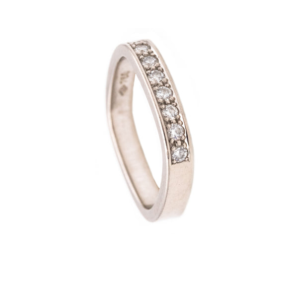 PAUL BINDER 1970 ZURICH SWISS 18 KT WHITE GOLD SQUARED RING WITH VS DIAMONDS