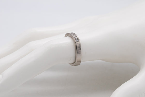 PAUL BINDER 1970 ZURICH SWISS 18 KT WHITE GOLD SQUARED RING WITH VS DIAMONDS