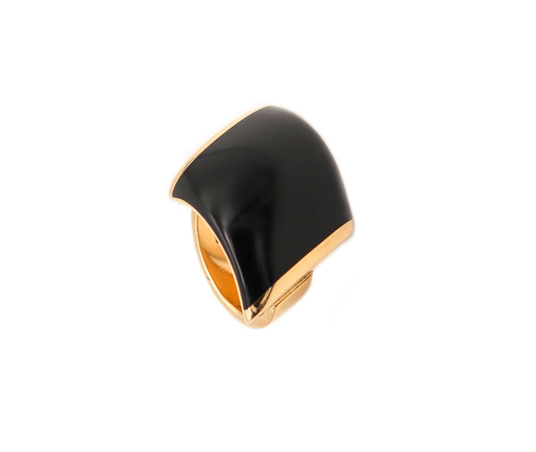 -Vhernier Milano Large Sculptural Fibula Cocktail Ring In Solid 18Kt Yellow Gold