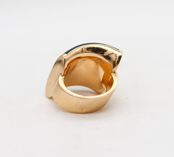 -Vhernier Milano Large Sculptural Fibula Cocktail Ring In Solid 18Kt Yellow Gold