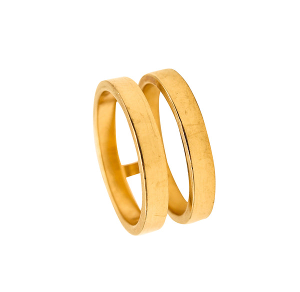 *Repossi Paris modern Geometric Berbere double rings Band in solid 18 kt yellow gold