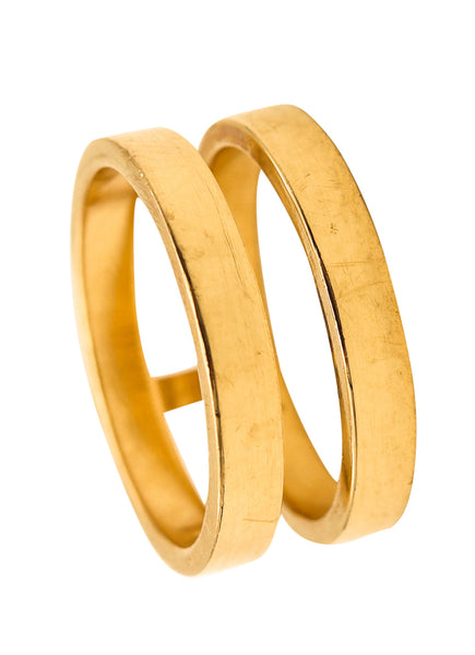 *Repossi Paris modern Geometric Berbere double rings Band in solid 18 kt yellow gold