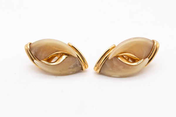 Bry Co Paris 1970 Rare French Earrings In 18Kt Yellow Gold With Four Claws