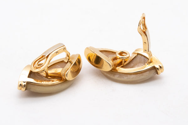 Bry Co Paris 1970 Rare French Earrings In 18Kt Yellow Gold With Four Claws