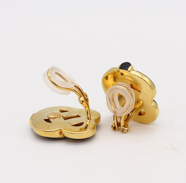 -Tiffany Co. Angela Cummings Knots Earrings in 18Kt Yellow Gold With Black Jade