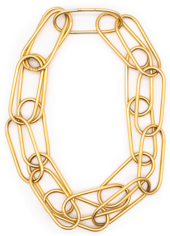 GEOMETRIC IBU EHRET PARIS FRENCH 1980 MODERNIST NECKLAGE SAUTOIR IN 18 KT YELLOW GOLD