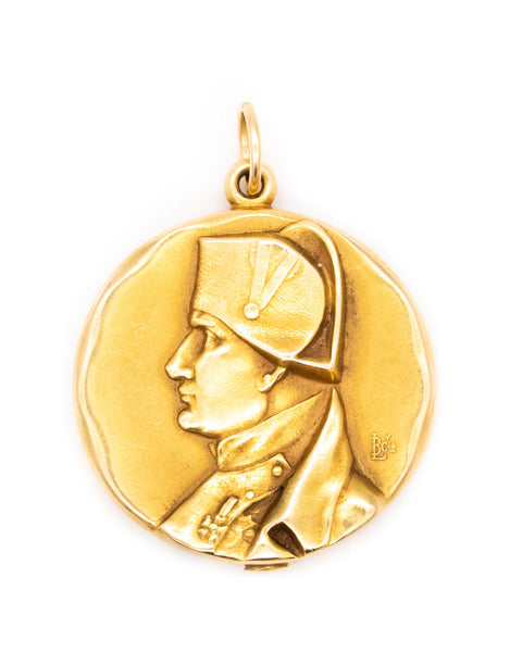 FRENCH 1810 NAPOLEON BONAPARTE MILITARY LOCKET PENDANT IN 18 KT YELLOW GOLD