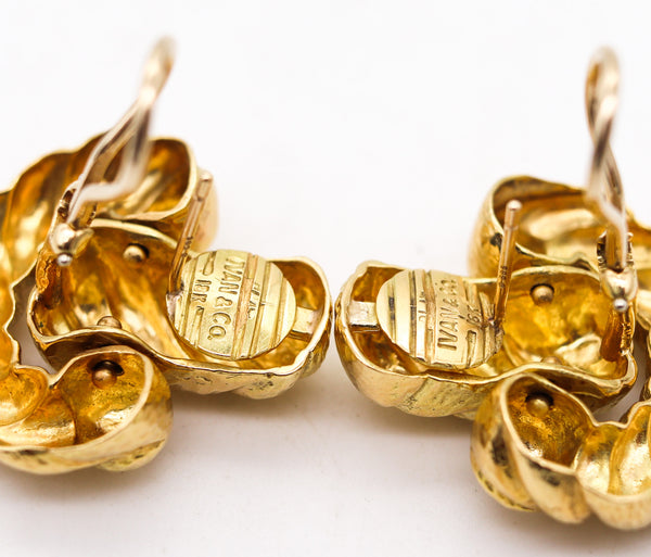 -Ivan Co. Retro Modernist Door Knockers Clips Earrings In 18Kt Yellow Gold