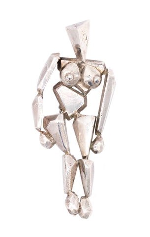 GIUSEPPE PIGNATELLO 1970 STERLING SILVER CUBISM NUDE WOMEN PENDANT & BROOCH