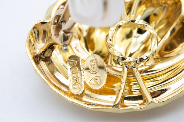 *Henry Dunay New York Large Faceted Hammered Earrings In 18Kt Yellow Gold