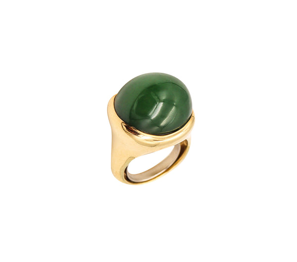-Tiffany Co. Elsa Peretti Sculptural Ring in 18kt Gold With 26.64 Cts Nephrite Jade