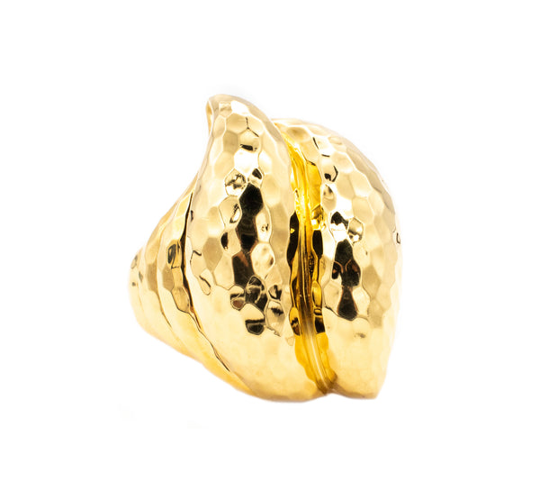 Henry Dunay New York 1990 Faceted Cocktail Ring In Solid 18Kt Yellow Gold