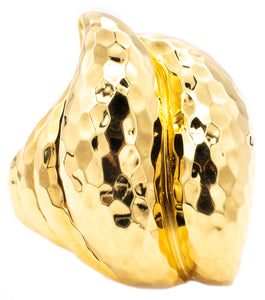 Henry Dunay New York 1990 Faceted Cocktail Ring In Solid 18Kt Yellow Gold