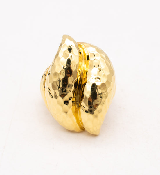 Henry Dunay New York 1990 Faceted Cocktail Ring In Solid 18Kt Yellow Gold