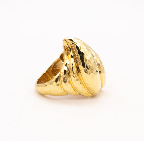 Henry Dunay New York 1990 Faceted Cocktail Ring In Solid 18Kt Yellow Gold