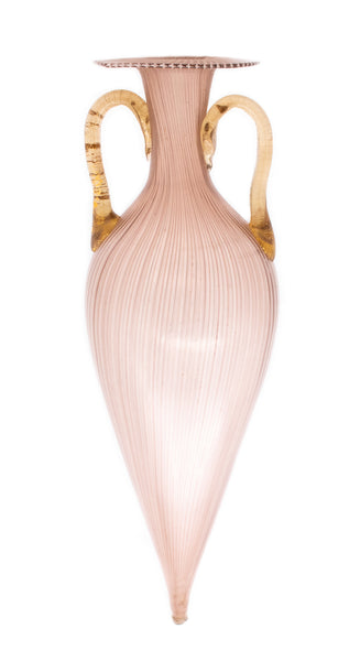 SALVIATI & CO. 1920 MURANO VENICE ITALIAN GLASS AMPHORA WITH HANDLES