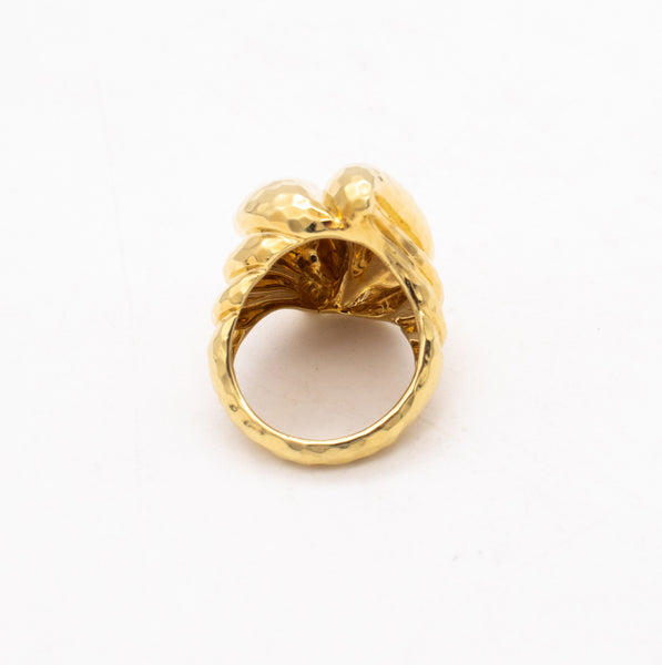 Henry Dunay New York 1990 Faceted Cocktail Ring In Solid 18Kt Yellow Gold