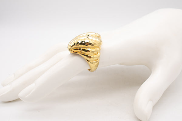 Henry Dunay New York 1990 Faceted Cocktail Ring In Solid 18Kt Yellow Gold