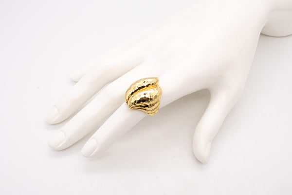 Henry Dunay New York 1990 Faceted Cocktail Ring In Solid 18Kt Yellow Gold