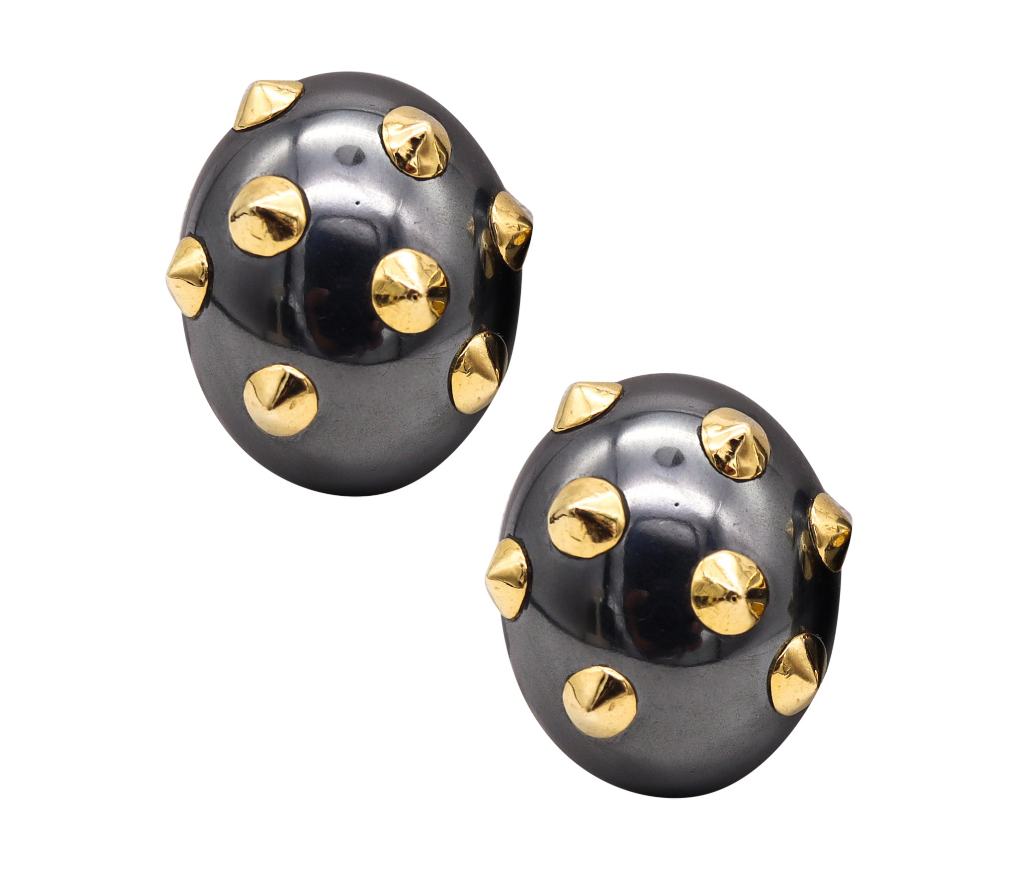 gem　1225 ANGELA CUMMINGS Studios Rare Geometric Spikes Clip Earrings