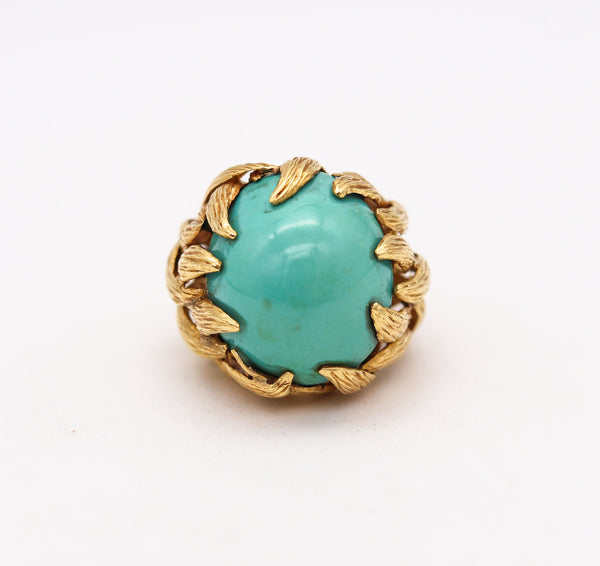 -David Webb 1970 New York Flames Cocktail Ring In 18Kt Gold with 40.82 Cts Turquoise