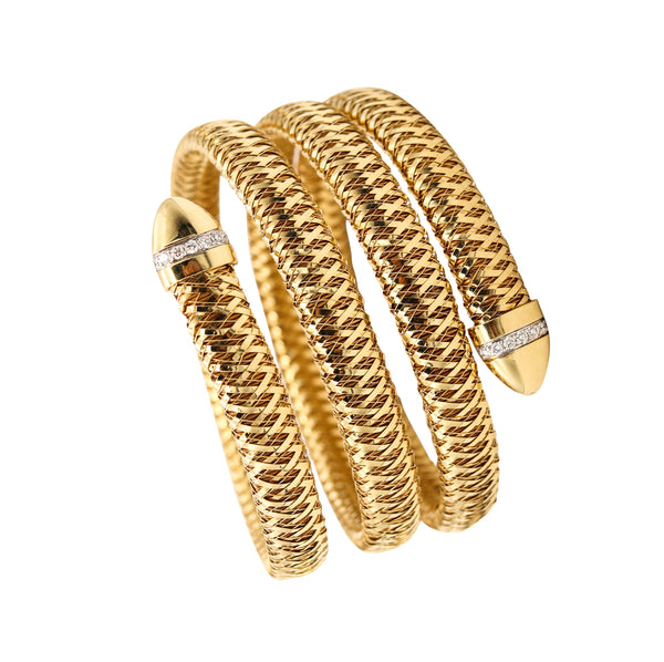 *Roberto Coin Italy Primavera Spiral wrap Bracelet in 18 kt yellow gold with Diamonds